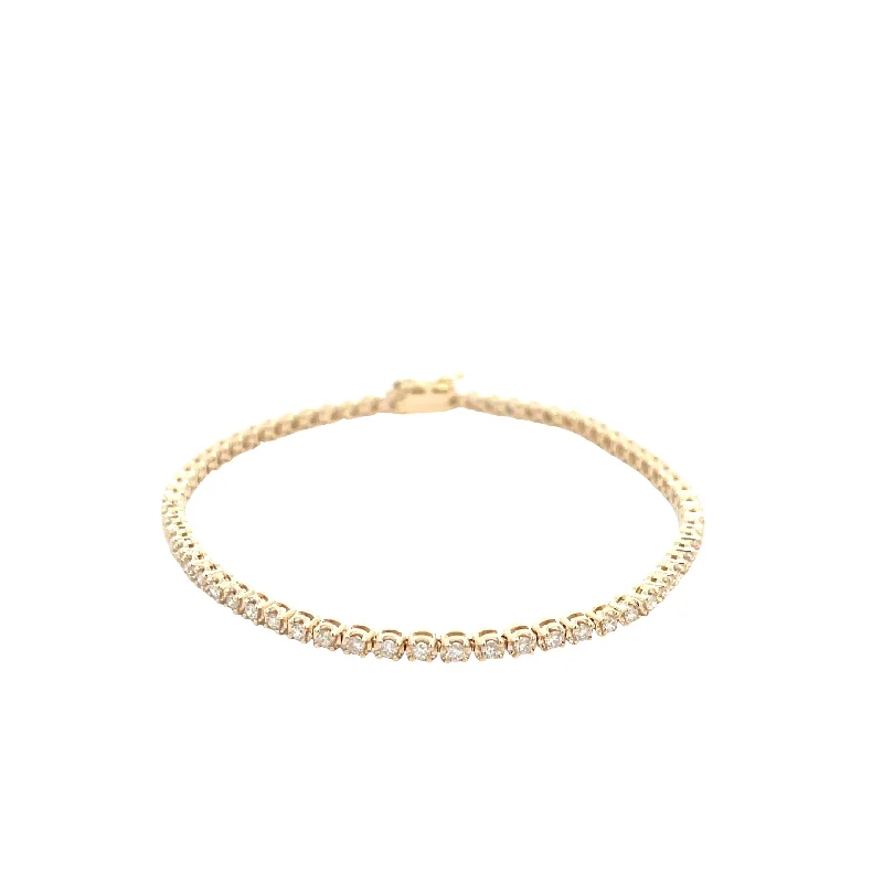 14 Karat Yellow Gold Diamonds Tennis Bracelet