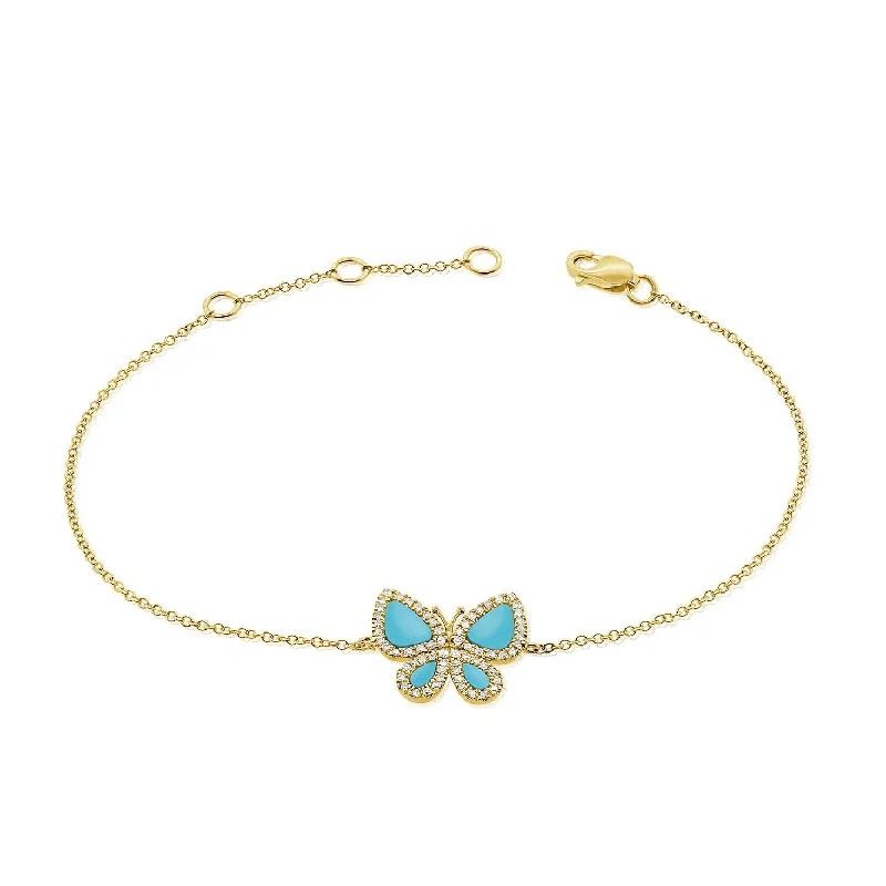 14K GOLD DIAMOND AND TURQUOISE HEIDI BRACELET