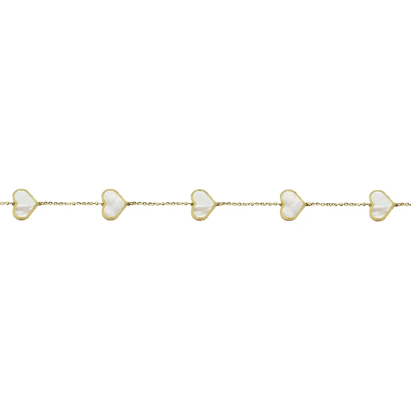 14K GOLD MOTHER OF PEARL LARGE MEGAN HEART BRACELET