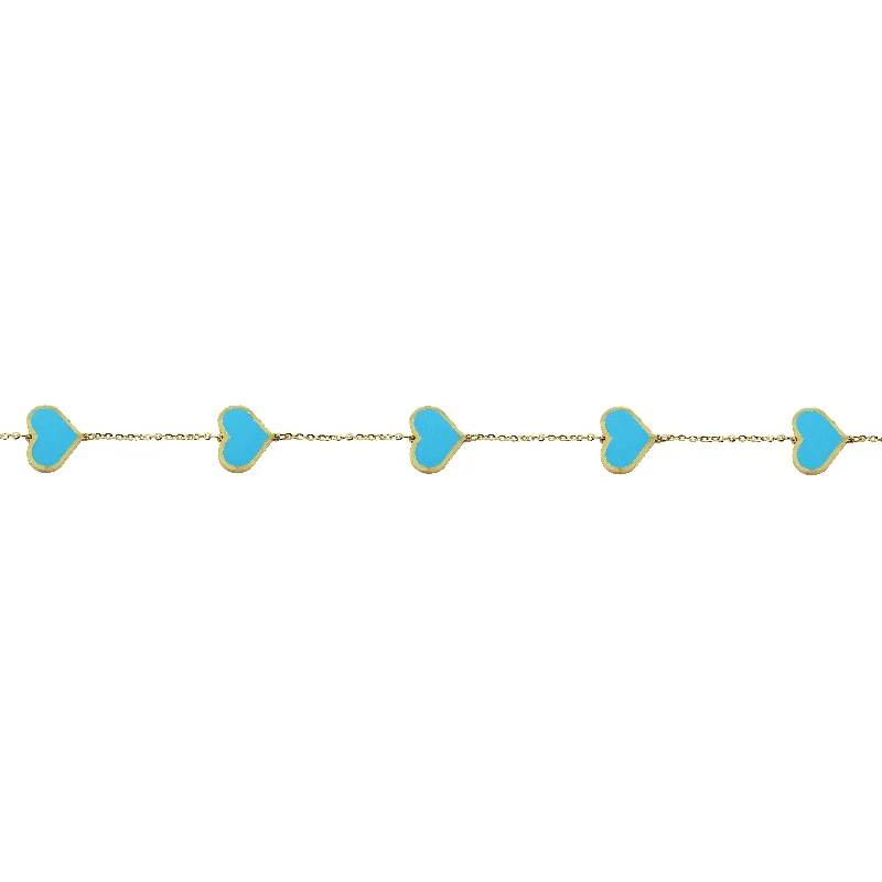 14K GOLD TURQUOISE LARGE MEGAN HEART BRACELET