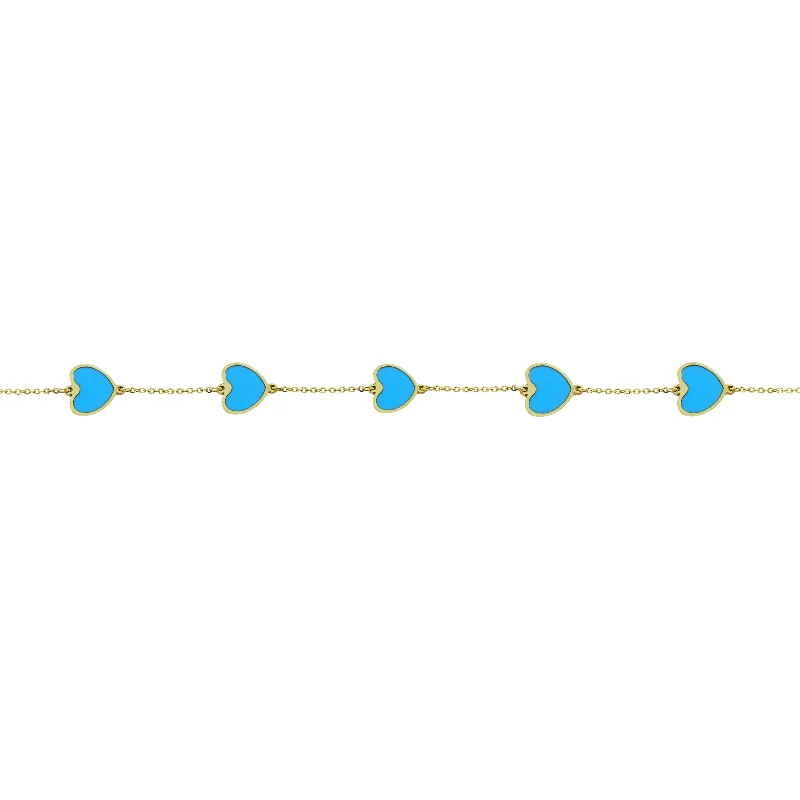 14K GOLD TURQUOISE SMALL MEGAN HEART BRACELET