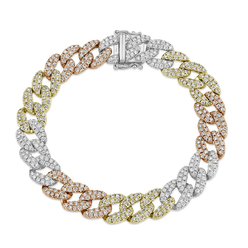 14K TRI-COLOR GOLD DIAMOND REMI CUBAN BRACELET