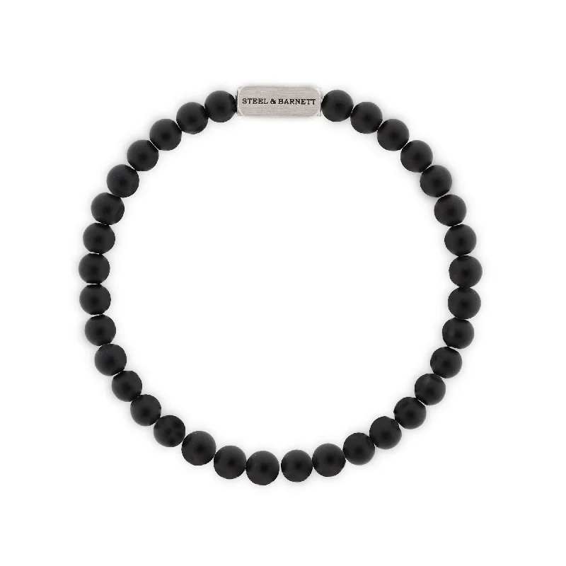 Natural Ned 6mm Round Gemstone Bracelet Black Onyx