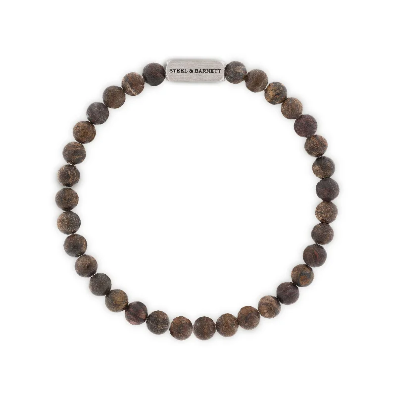 Natural Ned 6mm Round Gemstone Bracelet Matt Bronzite