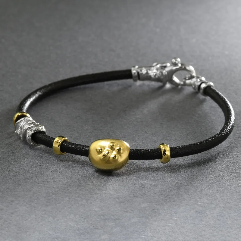 Italian Leather Bracelet With Handmade Beads