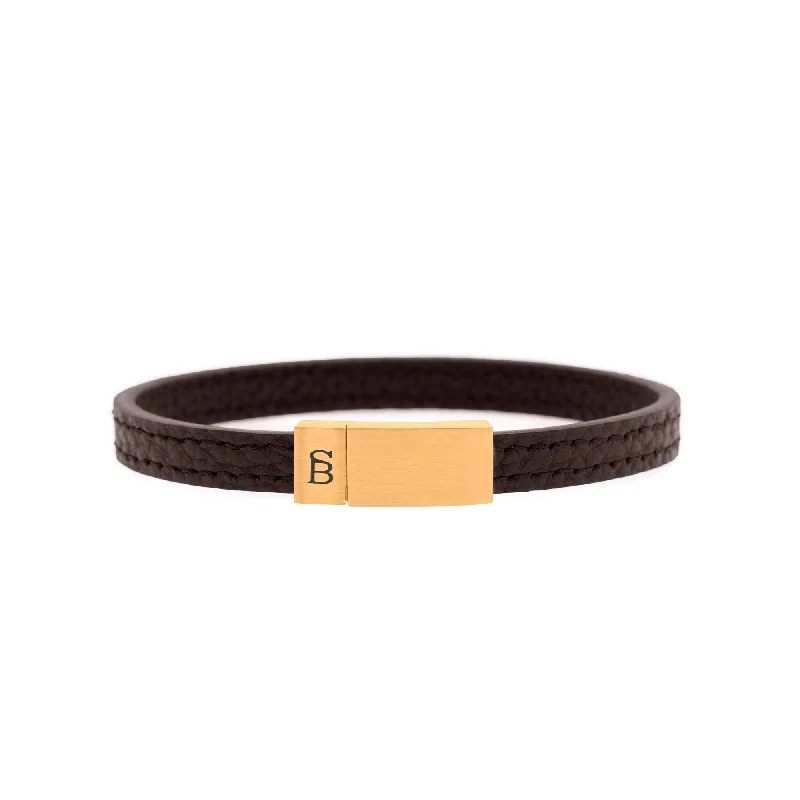 Grady Leather Bracelet Brown/18K Gold