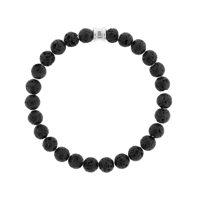 8mm Round Gemstone Bracelet Lava