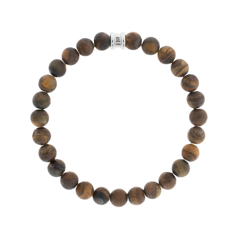 8mm Round Gemstone Bracelet Matt Tiger Eye