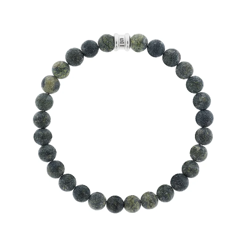 8mm Round Gemstone Bracelet Serpentine