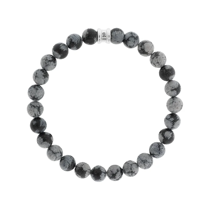 8mm Round Gemstone Bracelet Snowflake Obsidian