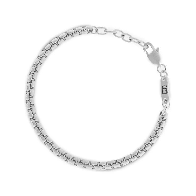 Boxed 4mm Chain Bracelet Silver Adjustable