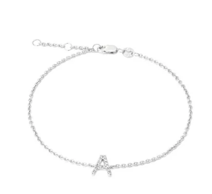 STERLING SILVER DIAMOND INITIAL BRACELET