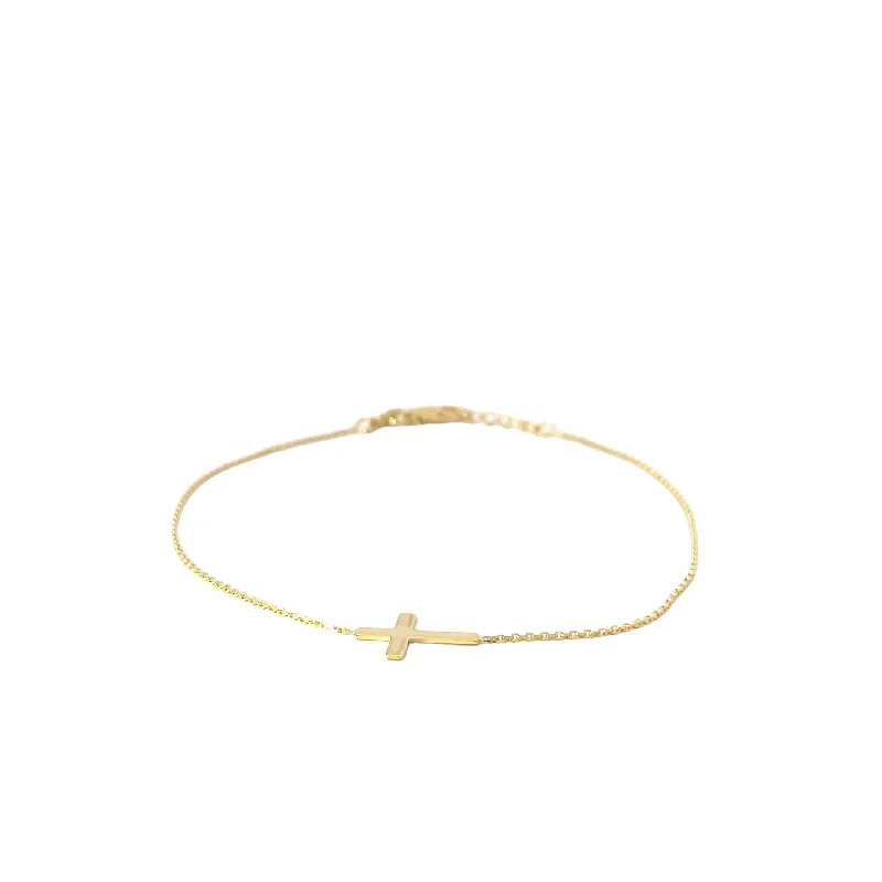 Yellow Gold Cross Station Bracele