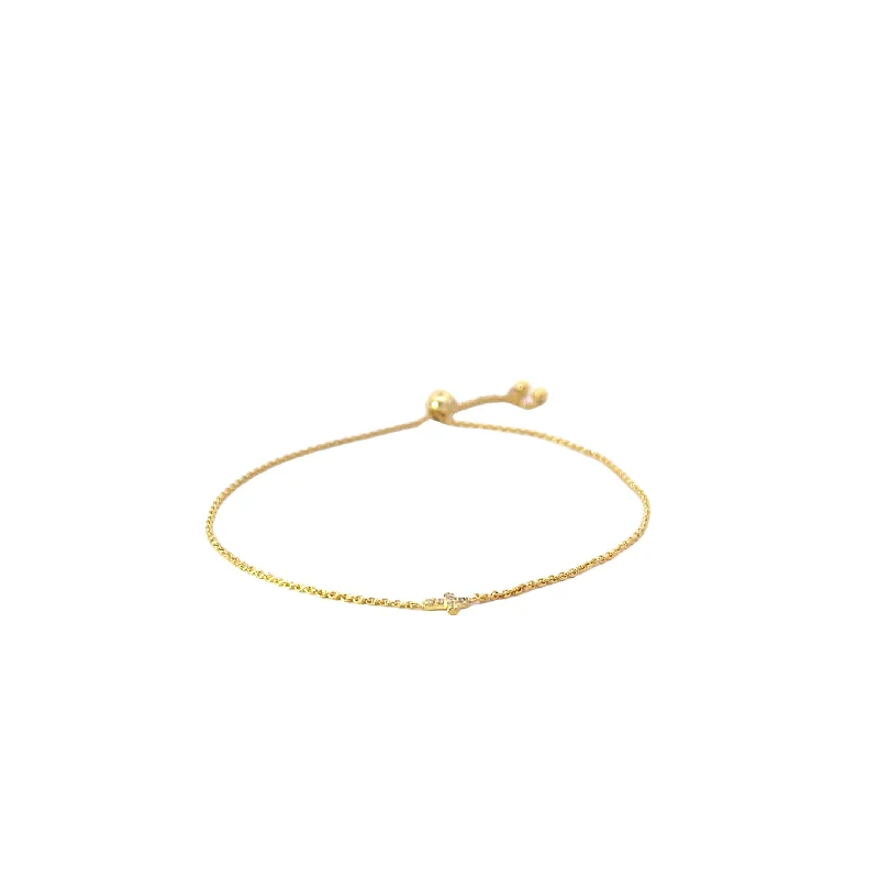 Yellow Gold Diamond Mini Cross Bracelet