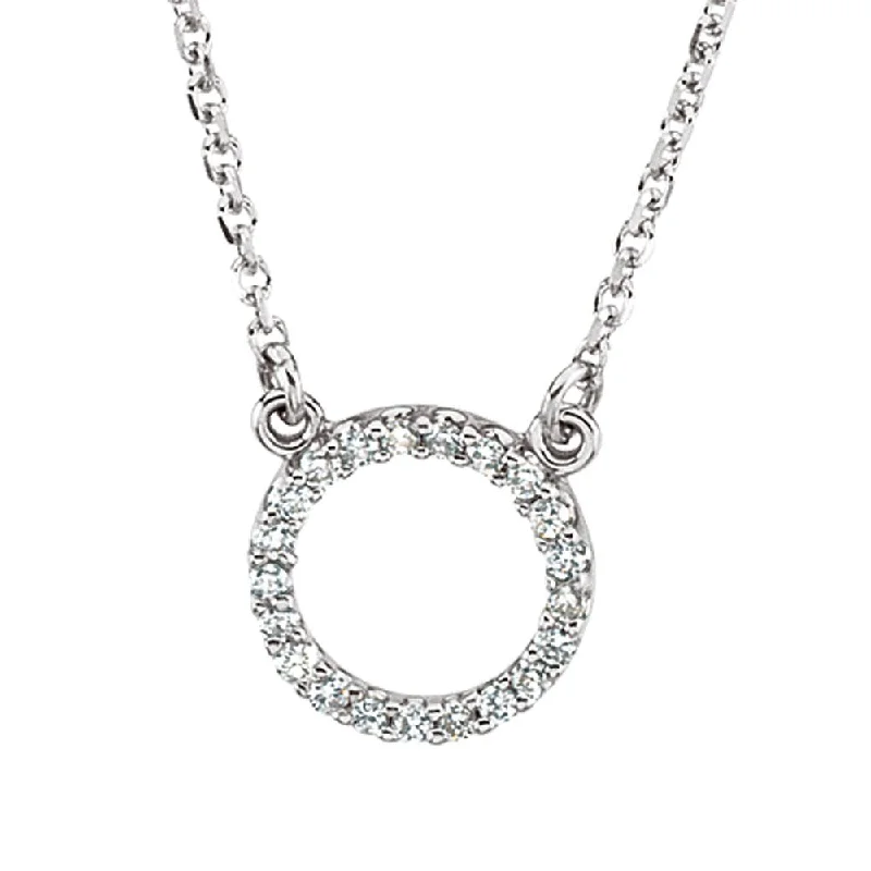 1/10 cttw Diamond Circle Necklace in 14k White Gold