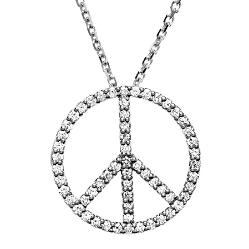 1/3 Carat Diamond Peace Sign Necklace in Platinum