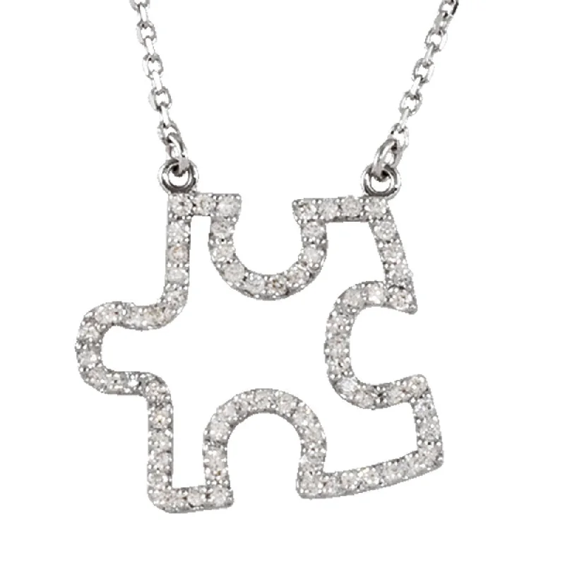 1/3 cttw Diamond Puzzle Piece 16 1/2 Inch Necklace in 14k White Gold