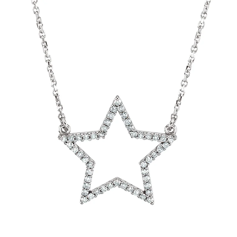 1/4 cttw Diamond Star Necklace in 14k White Gold