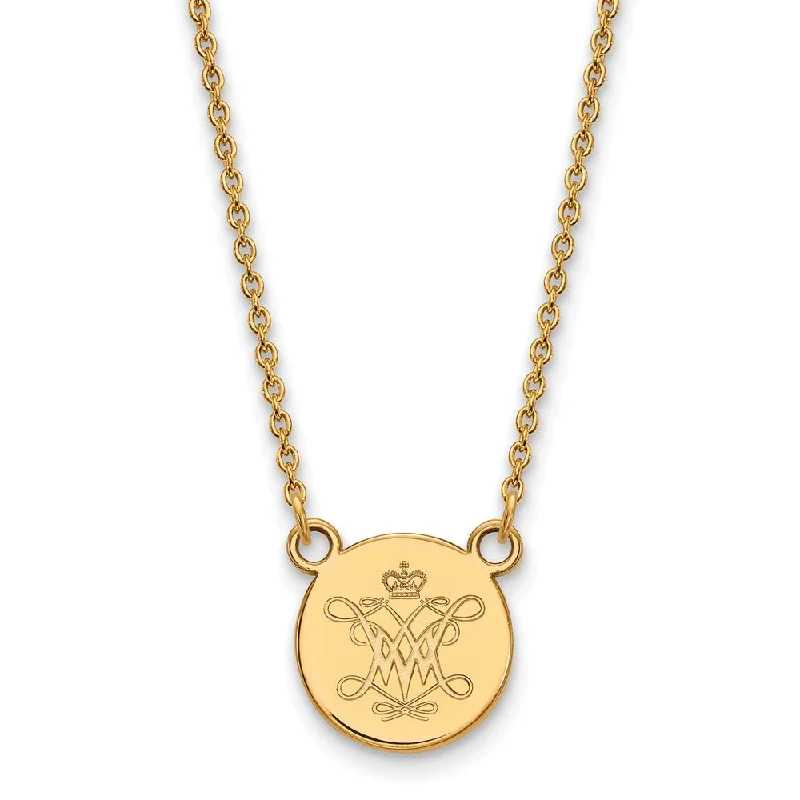 14k Gold Plated Silver William And Mary Small Disc Pendant Necklace