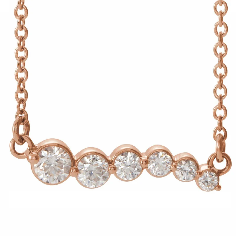 14k Rose Gold 1/4 Ctw Diamond Graduated Bar Necklace, 16 or 18 Inch