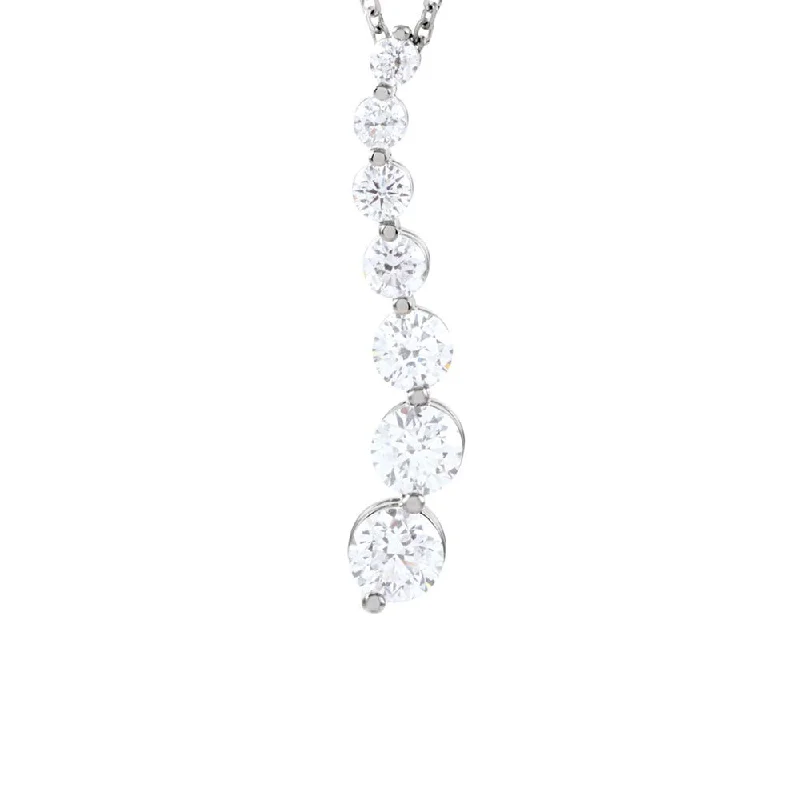 14k White Gold & Diamond 7-Stone Journey Necklace, 18 Inch