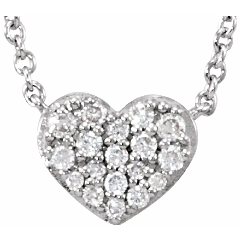 14k White or Rose Gold & 1/10 CTW Diamond Tiny Heart Necklace, 18 Inch