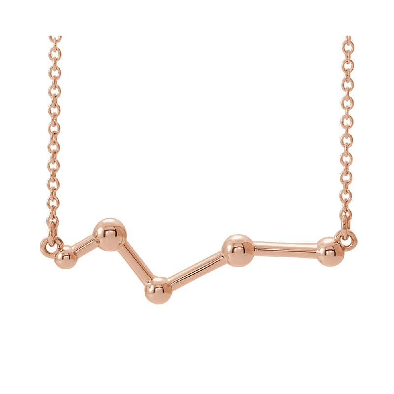 14k White, Yellow or Rose Gold Constellation Bar Necklace, 18 Inch