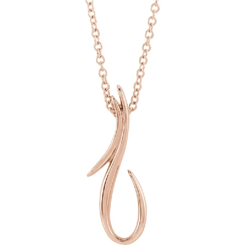 14k White, Yellow or Rose Gold Freeform Hook Necklace, 16-18 Inch