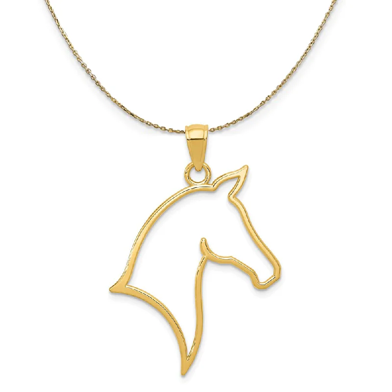 14k Yellow Gold Horse Head Silhouette Necklace