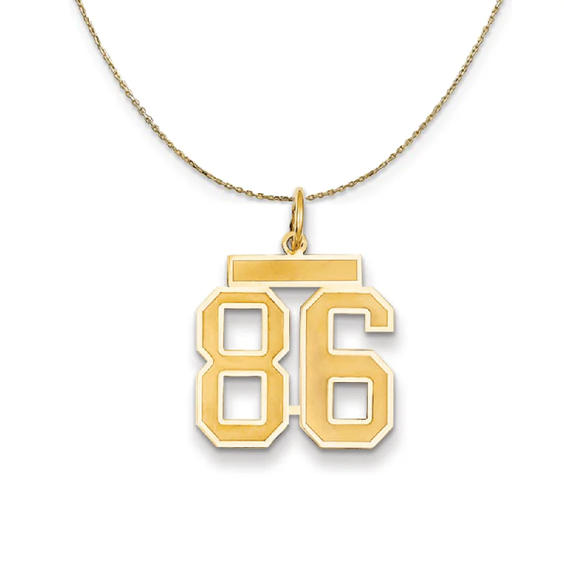 14k Yellow Gold, Jersey, Med Number 86 Necklace