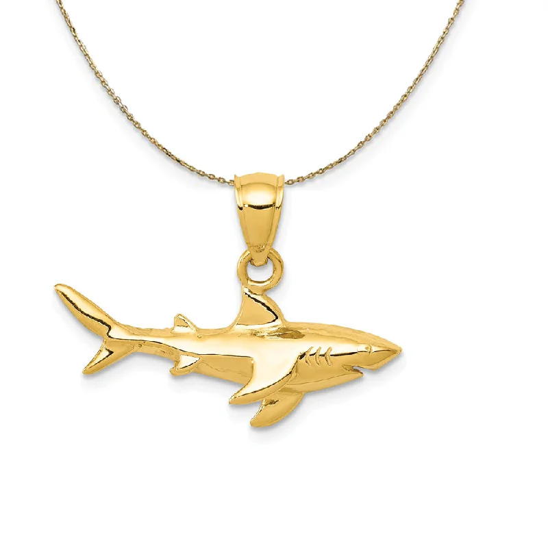 14k Yellow Gold Polished 2D Shark Necklace