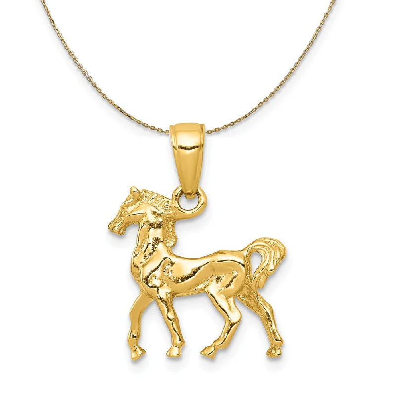 14k Yellow Gold Sm Left Walking Horse Necklace