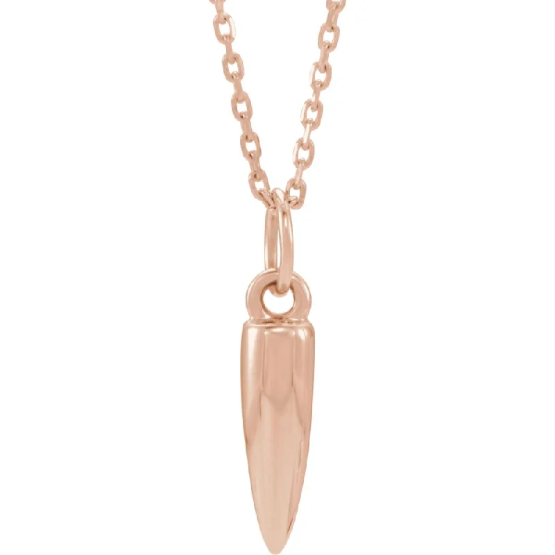 14k Yellow, White or Rose Gold 3D Small Bullet Necklace, 16-18 Inch