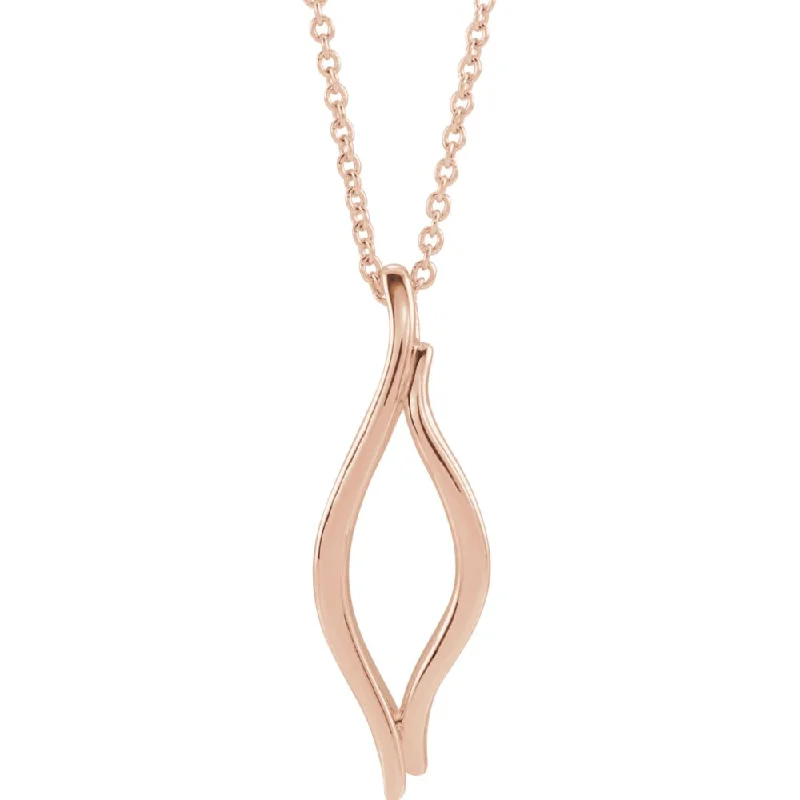 14k Yellow, White or Rose Gold Freeform Marquise Necklace, 16-18 Inch