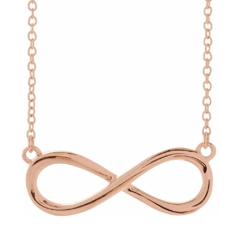 14k Yellow, White or Rose Gold Polished Infinity Necklace, 16-18 Inch