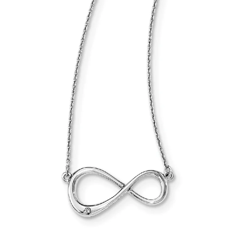 Diamond Accent Infinity Necklace in Rhodium Plated Silver, 16 Inch