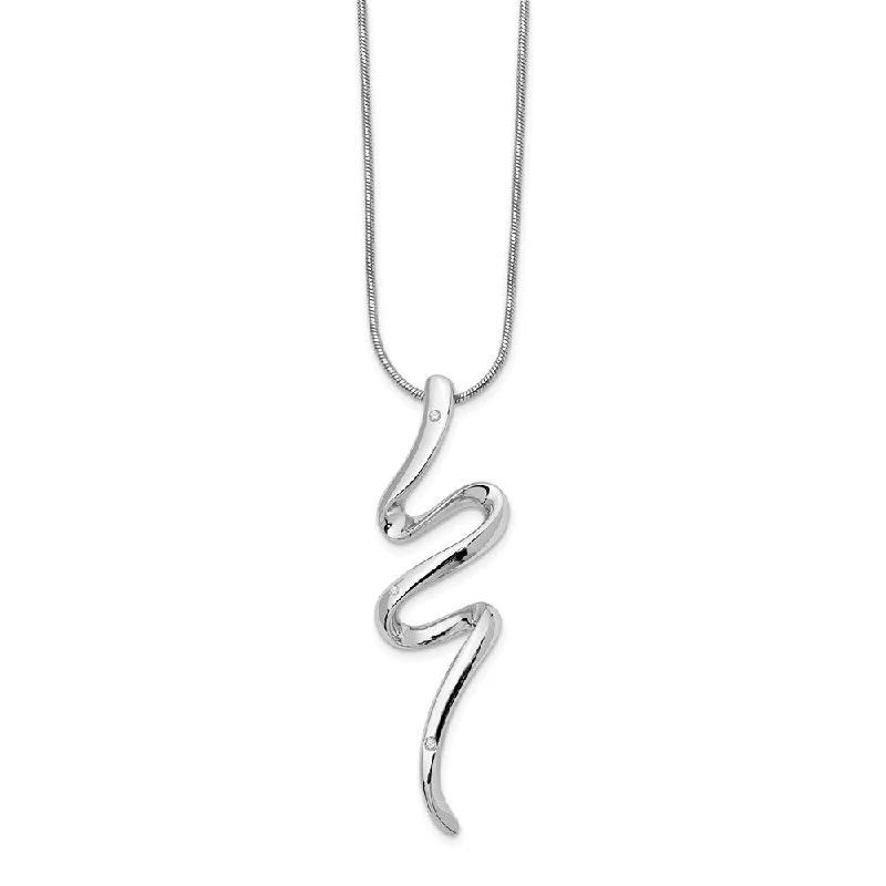 Diamond Serpentine Necklace in Rhodium Plated Silver, 18-20 Inch