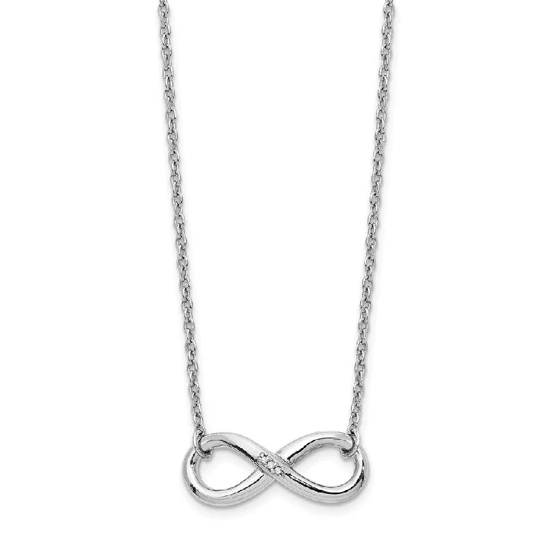 Infinity Diamond Accent Necklace, Rhodium Sterling Silver, 18 Inch