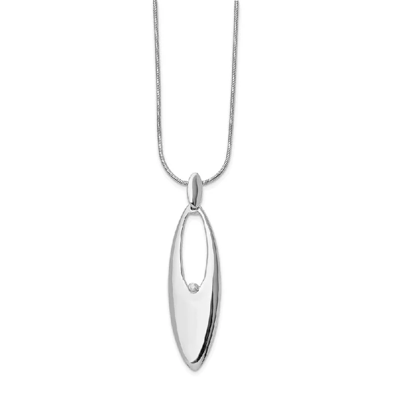 Marquise Diamond Accent Necklace in Rhodium Plated Silver, 18-20 Inch