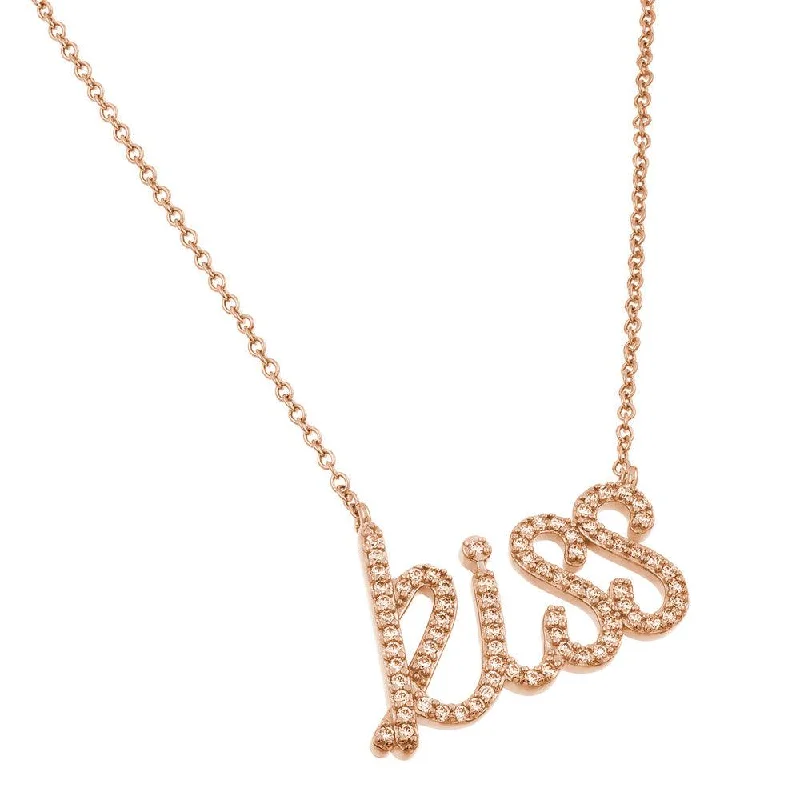 Silver 925 Gold Plated KISS Pendant Necklace - BGP00829RGP