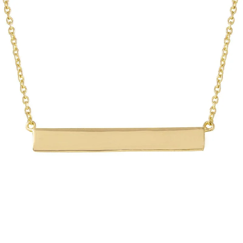 Silver 925 Gold Plated Rectangular Tag Necklace - STP01474GP