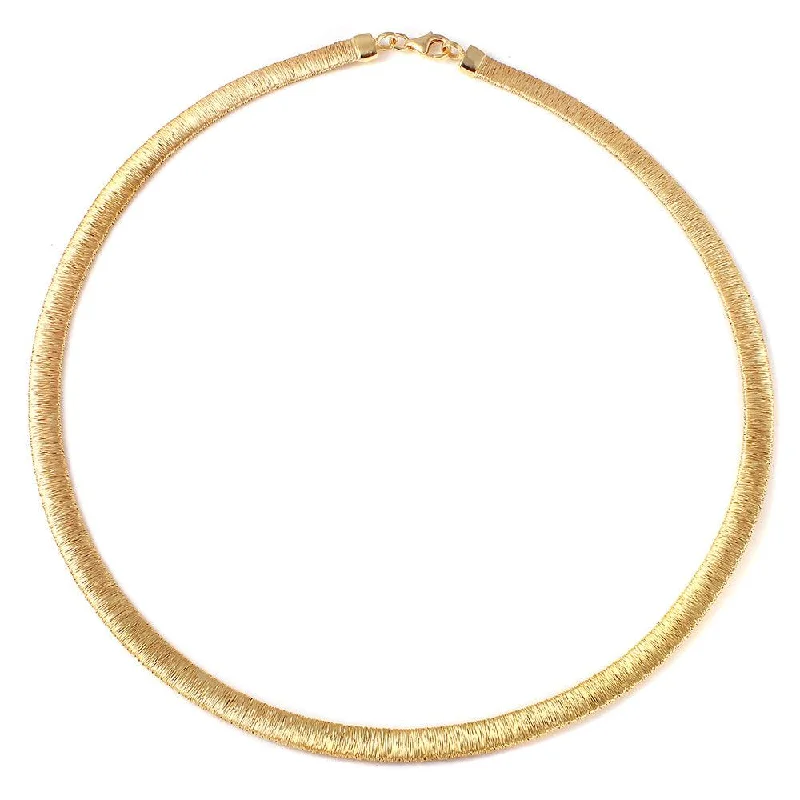 Silver 925 Gold Plated Wheat Texture Italian Necklace - DIN00001GP