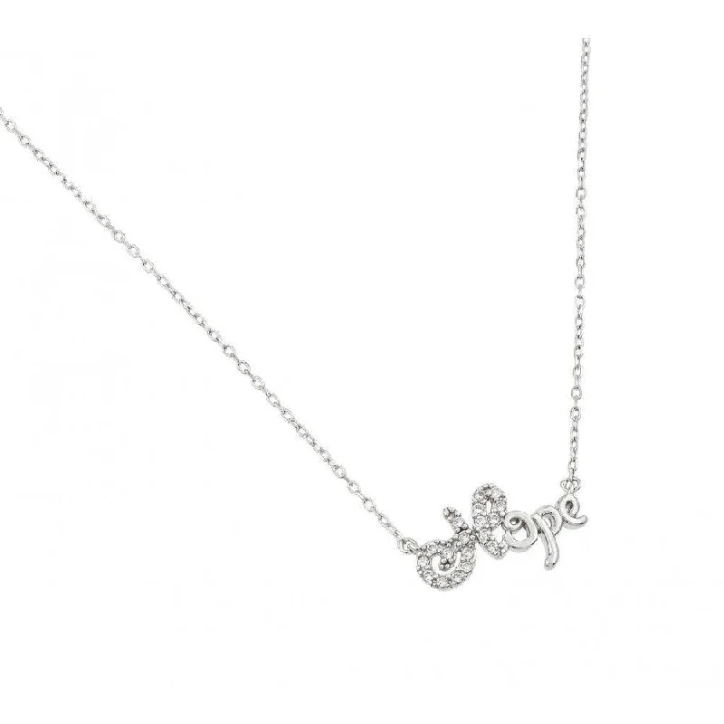 Silver 925 Rhodium Plated CZ Hope Necklace - BGP01002