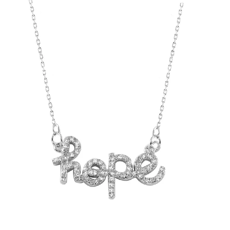 Silver 925 Rhodium Plated Hope Necklace - BGP01006