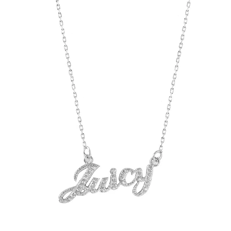 Silver 925 Rhodium Plated Juicy Necklace with CZ - BGP01019