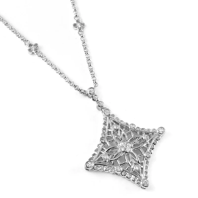 Final Price - Silver 925 Rhodium Plated Snowflake Necklace - BGN00039