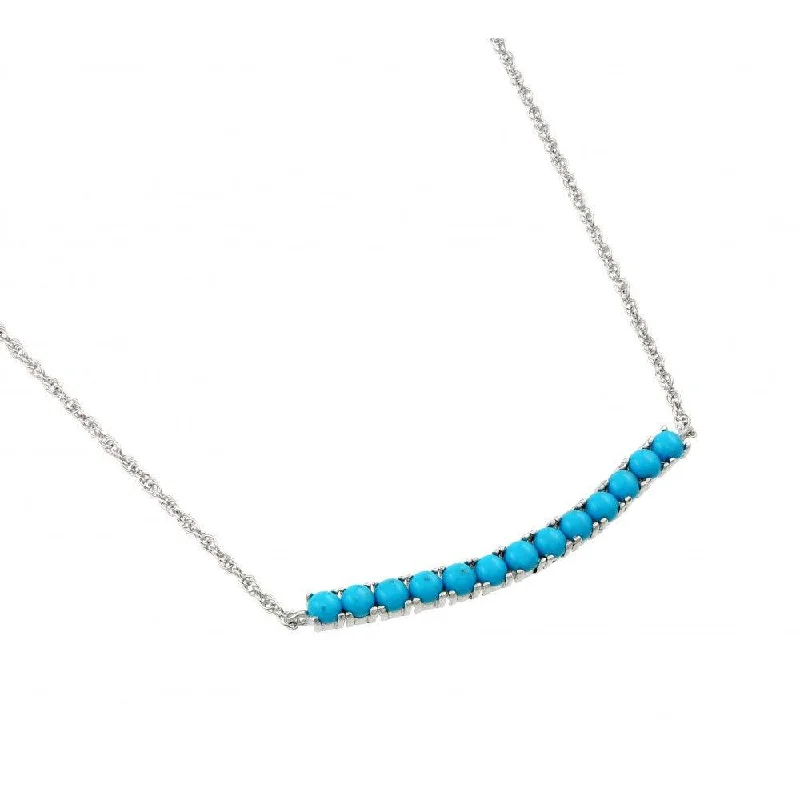 Silver 925 Rhodium Plated Turquoise Pendant Necklace - STP01453