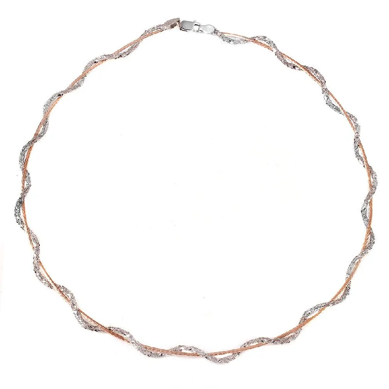 Silver 925 Rose Gold Plated Snake Wrap Entangling Necklace DIN00009RGP-RH