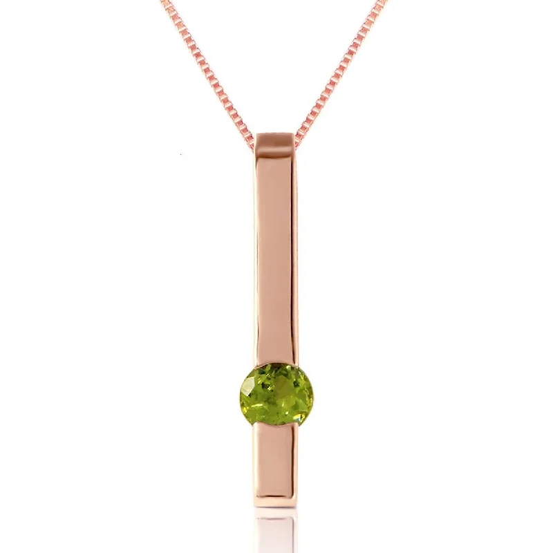 0.25 Carat 14K Solid Rose Gold Bar Peridot Necklace