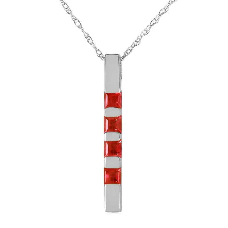 0.35 Carat 14K Solid White Gold Necklace Bar Natural Ruby